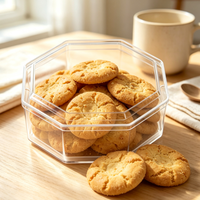 Boîte en plastique pour tiramisu, conteneur alimentaire en PS, boîte d'emballage pour dessert, boîte de rangement transparente pour gâteau, boîte octogonale écologique pour bonbons