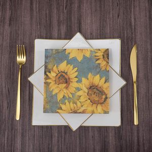 3-lagige Cocktail-Servietten mit Blumenmuster für Party, Mittagessen, Abendessen, Herbst-Papierservietten für Decoupage, Einweg-Sonnenblumen-Servietten - Product Image 4