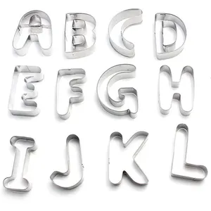 Set pemotong kue alfabet Arab, cetakan kue huruf 12 buah stainless steel