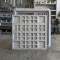 Tapa de alcantarilla compuesta Wave FRP 21x28 5-T, resistente a la intemperie, para seguridad en estacionamientos, función de carga, rectangular gris con asa
