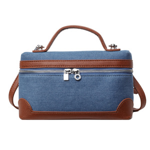 Bolso bandolera cuadrado pequeño de mano con bloque de Color vaquero a la moda para <span class=keywords><strong>mujer</strong></span>, superventas para <span class=keywords><strong>Amazon</strong></span> Trending, poliéster, un solo hombro - Product Image 5