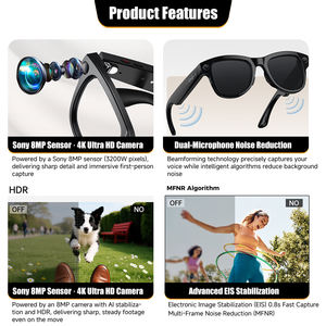 Lunettes intelligentes avec caméra IA, nouvelle conception, <span class=keywords><strong>enregistrement</strong></span> vidéo et photo, appels BT, lecteur de musique, mains libres, portables - Product Image 2