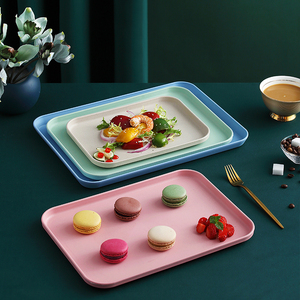 Eco Friendly Restaurant Wheat Straw Product Plastic Plate Serving Trays Reusable Wheat Straw Plastic Tray