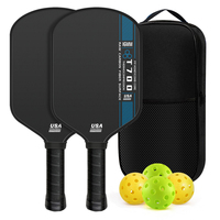 Raquette de Pickleball en Fibre de Carbone Nid d'Abeille T700, Texturée, Givrée, Allongée, 41,6 cm, 16 mm, pour Enfants, Ensemble Portable avec Sac de Transport