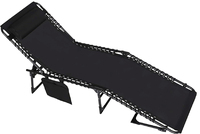 Chaise longue pliante réglable portable d'extérieur avec coussin, chaise de plage, chaise inclinable d'extérieur