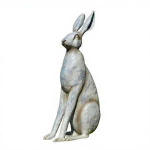 Última Novedad: Estatua de Hare con Orejas Grandes, Acabado Antiguo Verde Pátina, Tamaño Real, para Exhibición en Suelo, Suministros de Jardín - Product Image 1