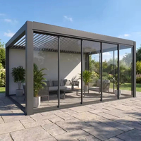 Klassische Luxus-Gartenpavillons mit Elektrischem Bioklimatischem Aluminium-Terrassendach, Balkon-Lamellenpergola, Pulverbeschichtet