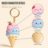 Ornements 3D amusants en forme de gâteau glacé, figurines, porte-clés de voiture, porte-clés en PVC avec logo personnalisé directement du fabricant