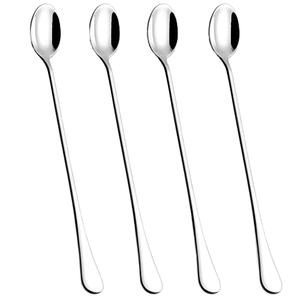 ช้อนคนกาแฟสแตนเลสด้ามยาว 4 ชิ้น ช้อนชาเย็นขัดเงาขนาด 8.7 นิ้ว - Product Image 1