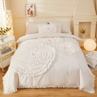 Parure de lit nordique 3 pièces, housse de couette et taies d'oreiller, motif floral 3D, parure de lit douce pour la peau, motif floral