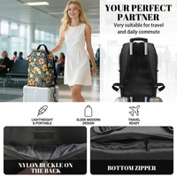 Sac à dos décontracté portable à imprimé floral tropical hawaïen avec fermeture éclair, poche avant et bretelles réglables