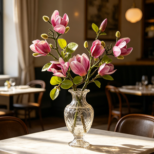 High Quality 3D Printed Soft Touch Moisturizing Feel <strong>Artificial</strong> Magnolia Flower for Wedding Home Living Room Table Decoration - Product Image 1