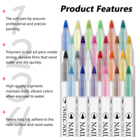 Ensemble de stylos à encre permanente pour nail art, 24 couleurs, pinceau à points et à lignes pour la création de motifs d'art sur ongles, ensemble d'outils pour l'art des ongles