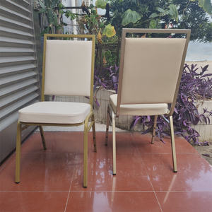 Cojín gris metálico apilable sillas de comedor para banquetes de hotel de lujo - Product Image 4