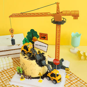 Set Decorazioni Torta a Tema Costruzioni: Escavatore, Gru a Torre, Topper per Cupcake, Segnali Stradali e Decorazioni per Feste di <span class=keywords><strong>Compleanno</strong></span> - Product Image 2