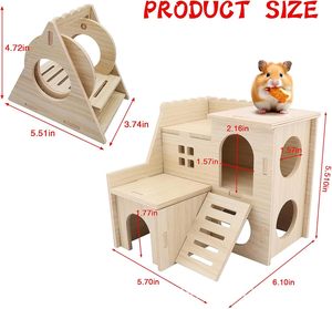 Moderna Villa de Madera de Doble Capa para Hámsters y Conejos con Cama Columpio y Balancín para Todas las Estaciones, Uso Exterior - Product Image 6