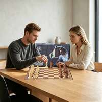 Jeu d'échecs international en bois massif lesté SEIPTING avec horloges d'échecs et coffret cadeau pour enfants, roi de 9,5 cm de hauteur