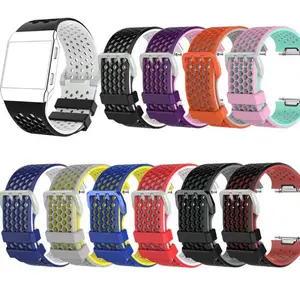 Tali Jam Tangan Fitbit Ionik, Tali Olahraga Silikon Karet Dua Warna untuk Fitbit Ionik