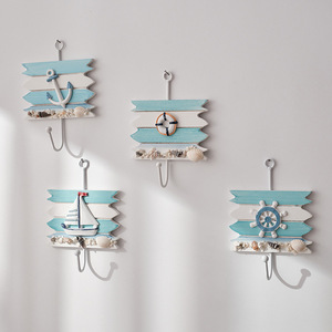 Ocean Mediterranean Style <b>Wall</b> <b>Hooks</b> Rectangle Shape Hanging Decorative Coat Rack for Home Use - Product Image 1