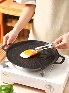 Poêle/Plaque de Cuisson Ronde Antiadhésive Coréenne en Fonte Personnalisée en Gros, pour Barbecue, Friture, Cuisson et <span class=keywords><strong>Camping</strong></span> en Extérieur - Product Image 4