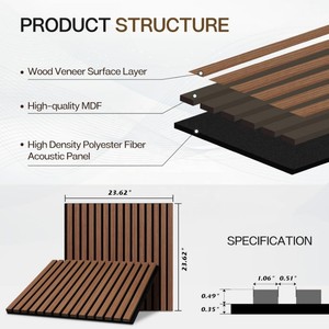 แผ่นอะคูสติกไม้และเอ็มดีเอฟพร้อมดีไซน์แบบจำลองสามมิติสำหรับโรงแรมและห้องนั่งเล่น-ผนังไม้ระแนงแบบโมเดิร์นสำหรับตกแต่งพื้นหลังสำนักงาน - Product Image 3