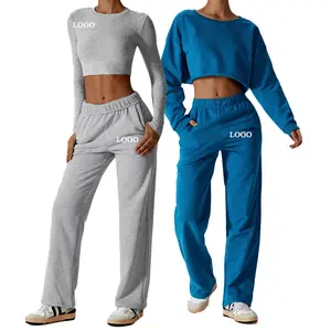 PASUXI Nahtlose Frauen Langarm Sport Workout Kleidung Damen Gym Fitness Active wear Set Hoch taillierte Hosen 4-teilige Yoga-Sets