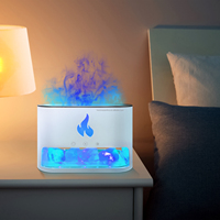 Humidificateur à ultrasons 250 ml en pierre de cristal, diffuseur d'huiles essentielles, cadeau de Noël, purificateur d'air à effet flamme