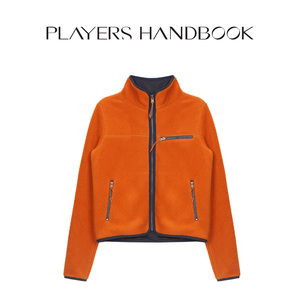 Blazer en polaire Orange Wind Breaks Waves, écologique, pour l'extérieur et la ville, polyvalent, uni, décontracté, avec fermeture éclair frontale. - Product Image 1