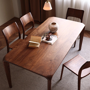 Mesa de comedor rectangular de madera de nogal negro norteamericano, con sistema de mortaja y espiga, de madera maciza, hecha a mano, para uso en sala de estar. - Product Image 4