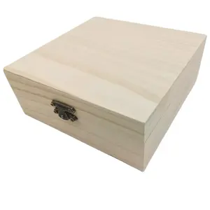 Cajas de madera sin terminar con tapa, caja de madera barata, venta al por mayor