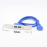 Panel Belakang Wanita 50Cm 2 Port USB 3.0 Adaptor Kabel Header 20pin dengan Braket Pelat Slot PCI Tersedia