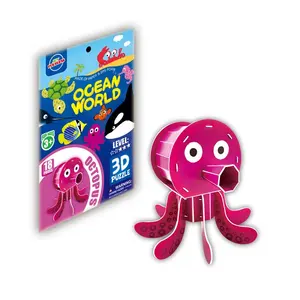 Zille Diy Oceaan Zee Serie Kleurrijke 3d Puzzel Spel Speelgoed 3d Papier Vis/Zeedieren Blokken Vroege Educatieve Speelgoed Voor Kinderen