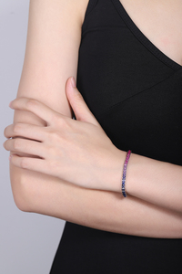 Jewelry High Quality Lab Created Stones 925 Sterling Silver Princess Cut Rainbow 2*2 <strong>Sapphire</strong> <strong>Tennis</strong> <strong>Bracelet</strong> for Gift - Product Image 4