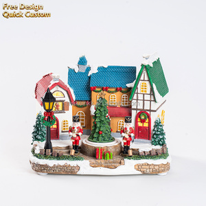 Set Decorativo Natalizio in Resina con Carillon, Villaggio di Pan di Zenzero, 3 Stili, Scena Dolce con Illuminazione LED, Ornamento da Tavolo - Product Image 1