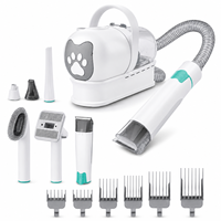 Kit de toilettage pour animaux 7-en-1 avec tondeuse, lime à ongles, brosse de démêlage et bac à poussière de 1L pour chiens et chats