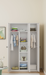 خزانة ملابس حديثة لغرفة النوم من الفولاذ بأربعة أبواب منزلقة وسعة تخزين كبيرة للاستخدام الفندقي - Product Image 5