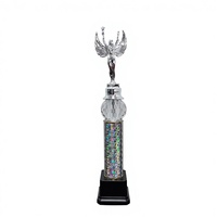 Trophée en acrylique style sportif pour événements de danse et concours de beauté, avec figurine de fille vainqueure, nouveau modèle, plaqué or, 19 pouces, durable, logo personnalisé, cadeau économique