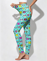 Legging Yoga Pinggang Tinggi Wanita Motif Kucing Pop Art Celana Ketat Slim Fit Celana Olahraga Grafis Keren Pakaian Aktif