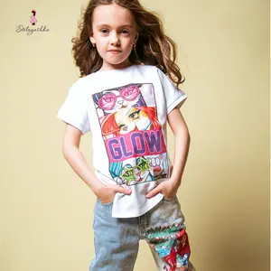 Stilnyashka D-angel Tshirt 24-4 Fashion Children's Clothing Luxury Summer Black Cool Girl Clothing White Kids Girls T-shirt