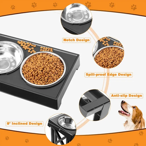 Mangkuk makanan dan air yang dapat ditinggikan dengan dudukan 2 dalam 1 mangkuk anjing tempat makan lambat tinggi tanpa tumpah - Product Image 5