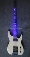 Weifang Rebon Kit de guitare basse électrique sans tête à 4 cordes avec incrustation de touche lumineuse à led