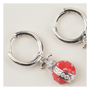 Verano 925 plata esterlina chapada en oro circón mariquita <span class=keywords><strong>Septempunctata</strong></span> esmalte aro pendientes para regalo de fiesta de boda - Product Image 3