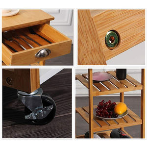 Carrito de cocina de bambú de diseño moderno con ruedas, color personalizable y tamaño, marca Anyo - Product Image 5