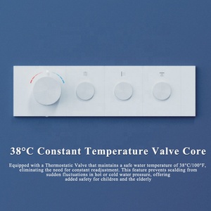 Système <span class=keywords><strong>de</strong></span> <span class=keywords><strong>douche</strong></span> thermostatique moderne avec pommeau <span class=keywords><strong>de</strong></span> <span class=keywords><strong>douche</strong></span> pluie, ensemble <span class=keywords><strong>de</strong></span> robinetterie <span class=keywords><strong>de</strong></span> <span class=keywords><strong>douche</strong></span> encastrée et douchette à main coulissante - Product Image 4
