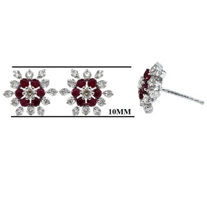 Boucles d'oreilles clous vintage en or blanc massif 18 carats KOK, taille brillant, avec diamants véritables sertis à griffes, pour mariage et soirée, pour femme - Product Image 2