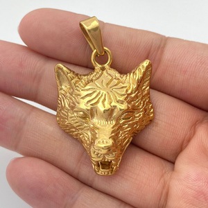 Colgante de acero inoxidable con cabeza de zorro yunnique, collar del zodiaco animal de Color dorado, joyería para hombre estilo Hip Hop Punk - Product Image 3