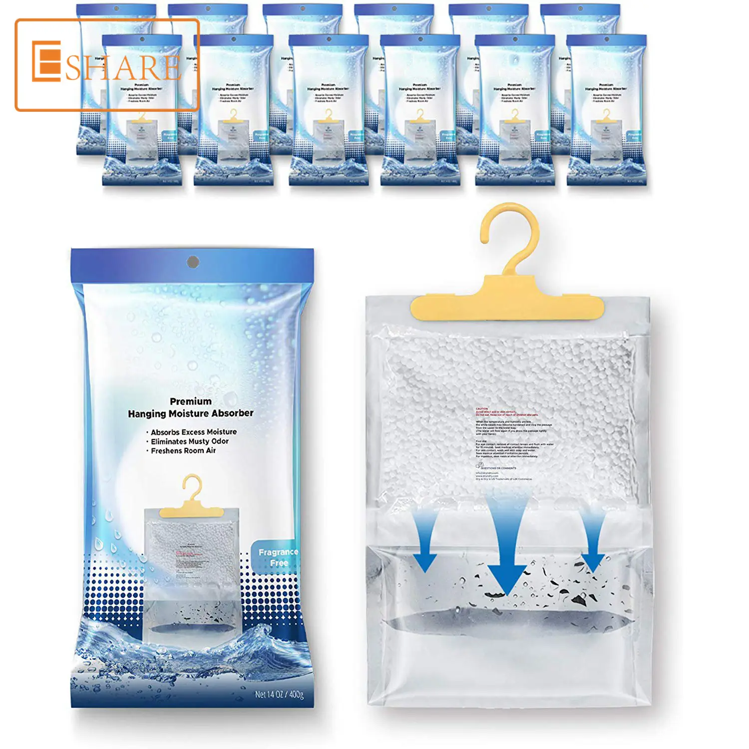 Anti humidity absorber bag wardrobe moisture absorber disposal calcium chloride dehumidifier bag for home