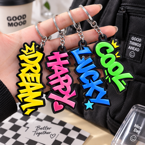 Llaveros de PVC Suave Coloridos con Forma Irregular, Diseño de Palabras, para Regalo Promocional, Fabricación OEM ODM - Product Image 1