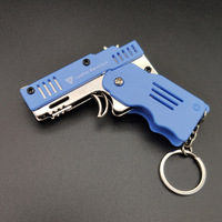 Llavero Para Hombre Estilo Militar Mini M1 Pistola de Metal 3D Revólver Plegable de Goma Elástica