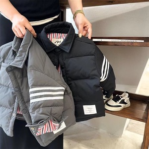 Chaqueta Corta de Moda Unisex para Bebé, Chaqueta Deportiva de Lana para Niños, a Prueba de Viento, con Cuello Mao, Rayas Coloridas, para Otoño - Product Image 2